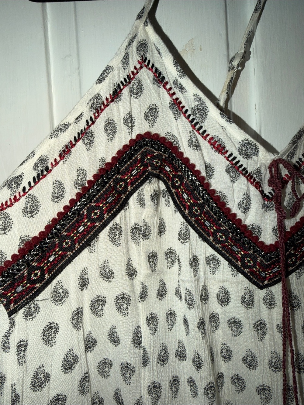Band of Gypsies Ivory Mini Dress with Burgundy Embroidery - Picture 5 of 5